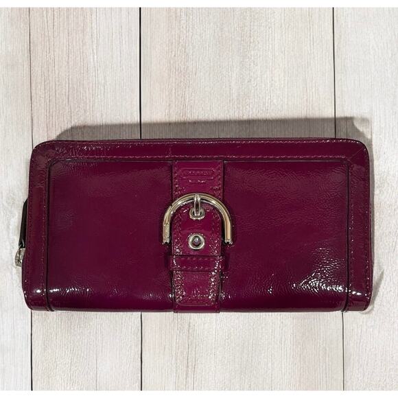 Coach F19711 Soho Buckle Patent Leather Carryall Bag & Buckle Zip Around Wallet - Picture 6 of 15